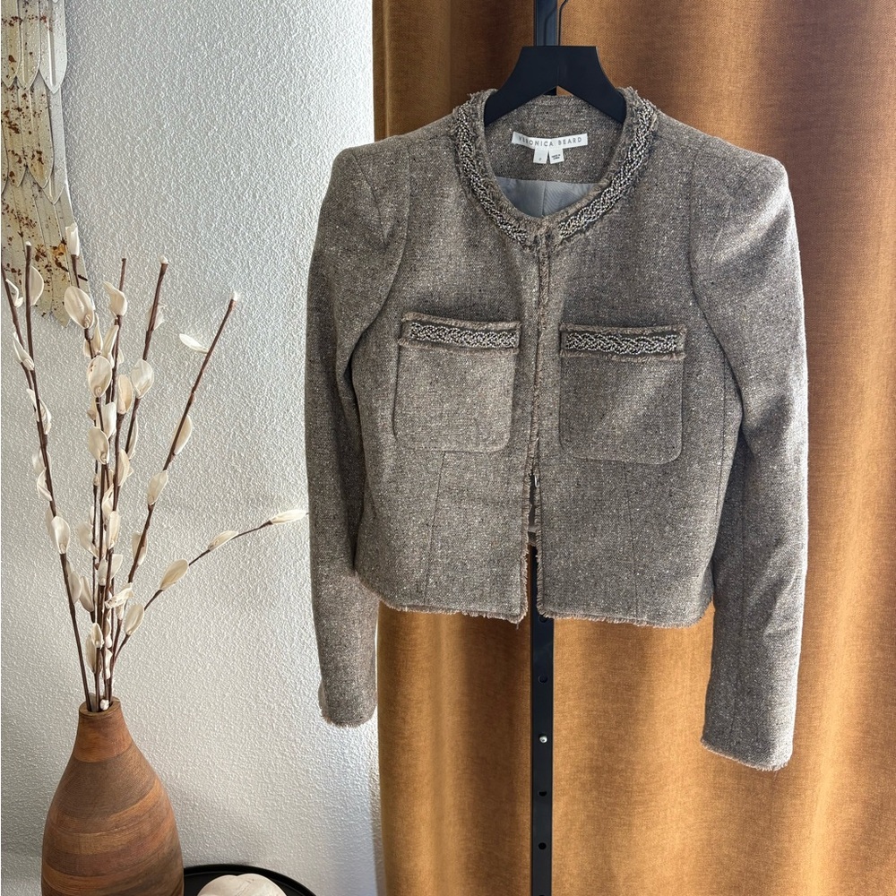 Veronica Beard Tan Tweed Blazer